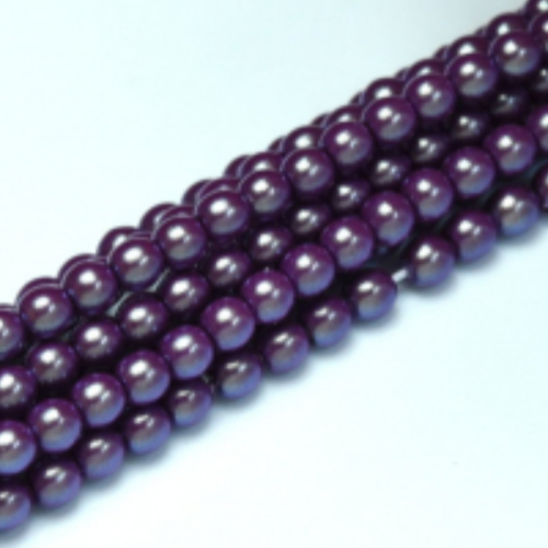 4mm Czech Glass Pearl - 120 Bead Strand - Grape Satin - Pearl Shell - 30016