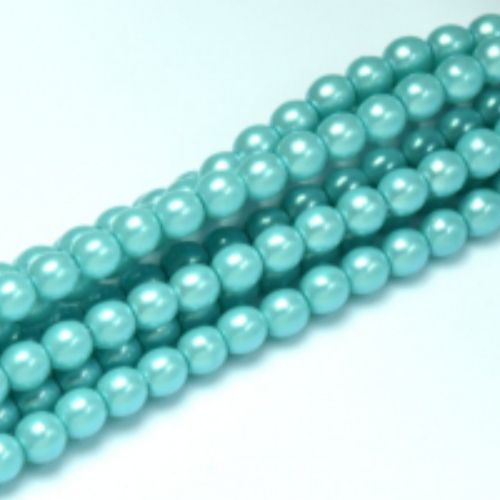 4mm Czech Glass Pearl - 120 Bead Strand - Catalina Blue - Pearl Shell - 30019