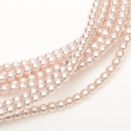 4mm Czech Glass Pearl - 120 Bead Strand - Soft Pink - Shiny - 70424