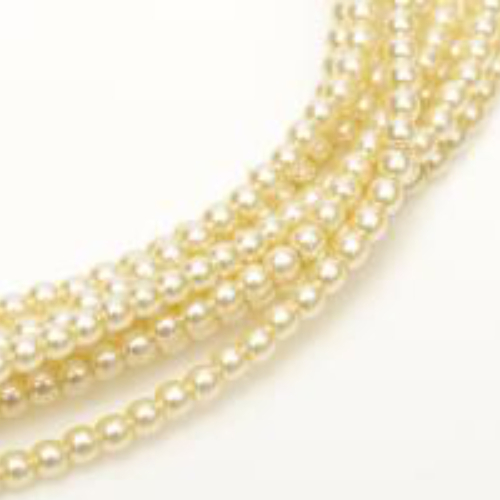 4mm Czech Glass Pearl - 120 Bead Strand - Ivory - Shiny - 70741