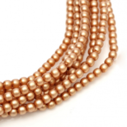 4mm Czech Glass Pearl - 120 Bead Strand - Matte Tawny Satin - 75415