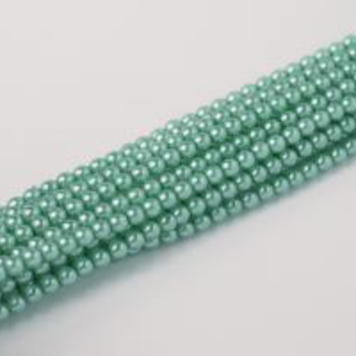 6mm Czech Glass Pearl - 100 Bead Strand - Soft Teal - Crystal - 00030-63352