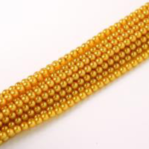 6mm Czech Glass Pearl - 100 Bead Strand - Golden Yellow - Crystal - 00030-63844