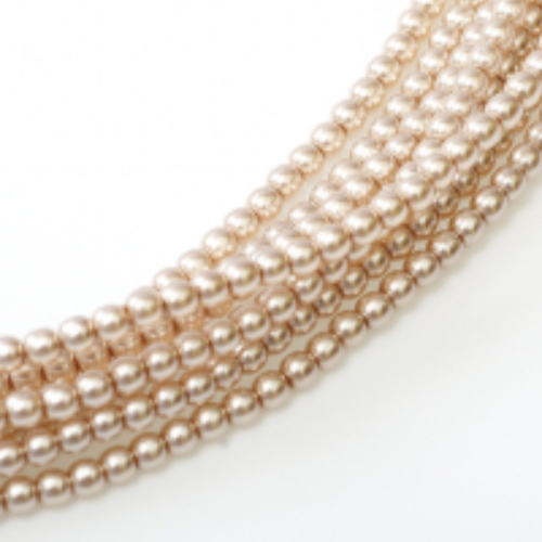 6mm Czech Glass Pearl - 100 Bead Strand - Beige - Shiny - 10141
