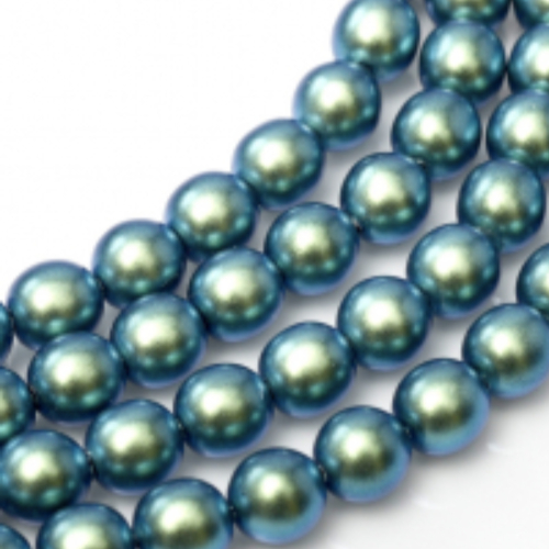 6mm Czech Glass Pearl - 100 Bead Strand - Moonstone Blue - Shiny - 19041