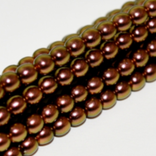 6mm Czech Glass Pearl - 100 Bead Strand - Polynesian Copper Rose - 23980-19054