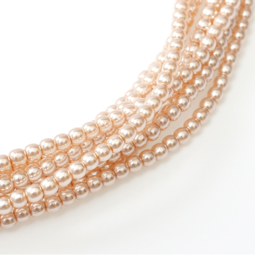 6mm Czech Glass Pearl - 100 Bead Strand - Peach - Shiny - 26306