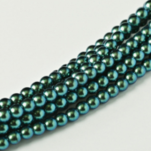 6mm Czech Glass Pearl - 100 Bead Strand - Dark Teal - Pearl Shell - 30010
