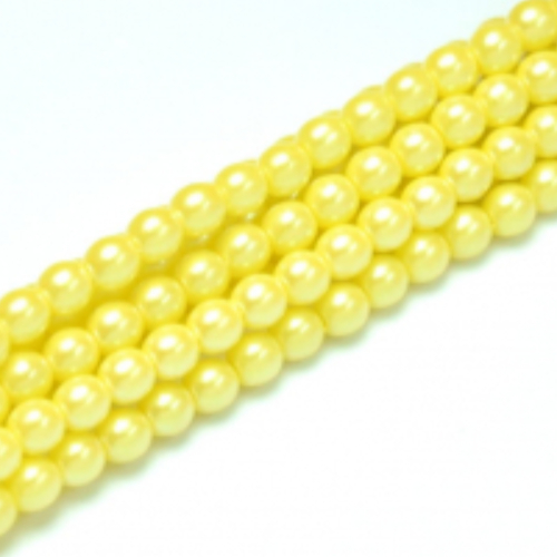 6mm Czech Glass Pearl - 100 Bead Strand - Lemon Drop - Pearl Shell - 30011