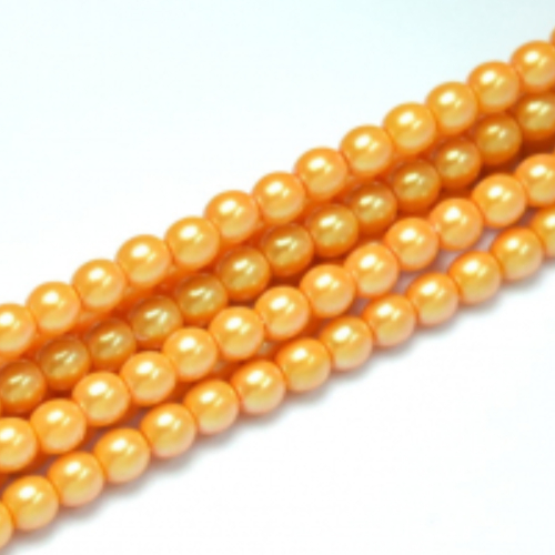 6mm Czech Glass Pearl - 100 Bead Strand - Squash - Pearl Shell - 30012
