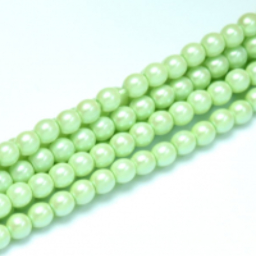 6mm Czech Glass Pearl - 100 Bead Strand - Mint Green - Pearl Shell - 30021