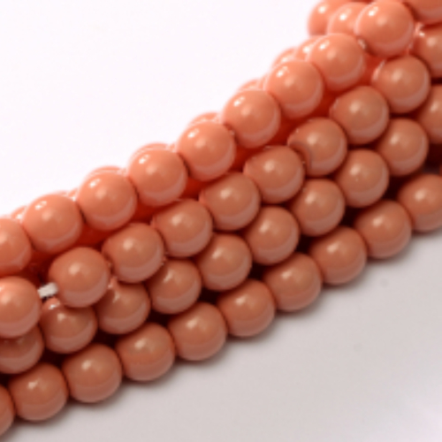 6mm Czech Glass Pearl - 100 Bead Strand - Shrimp - Shiny - 48175