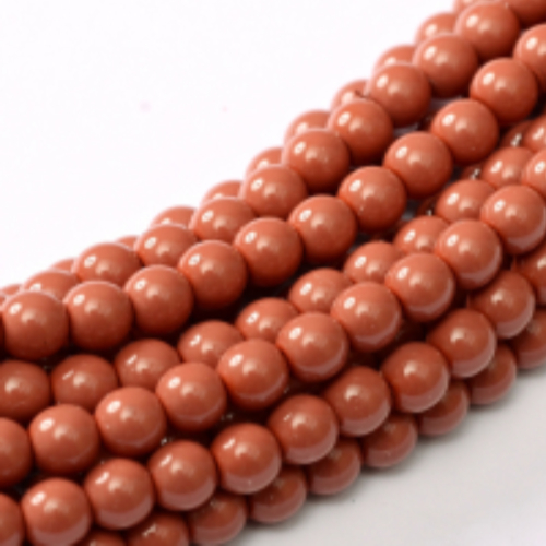 6mm Czech Glass Pearl - 100 Bead Strand - Light Cranberry - Shiny - 48185