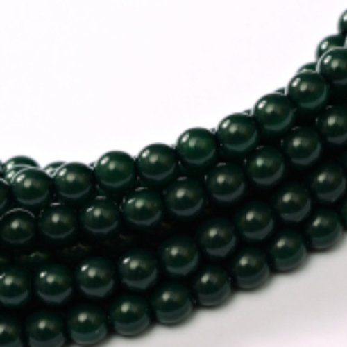 6mm Czech Glass Pearl - 100 Bead Strand - Dark Green - Shiny - 48695