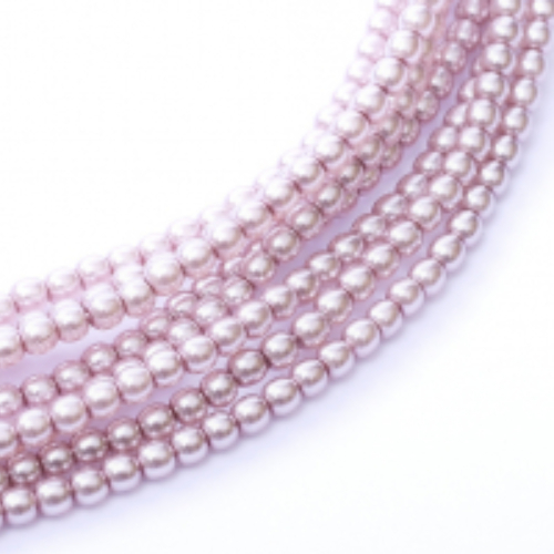 6mm Czech Glass Pearl - 100 Bead Strand - Lilac Pink - Shiny - 70427