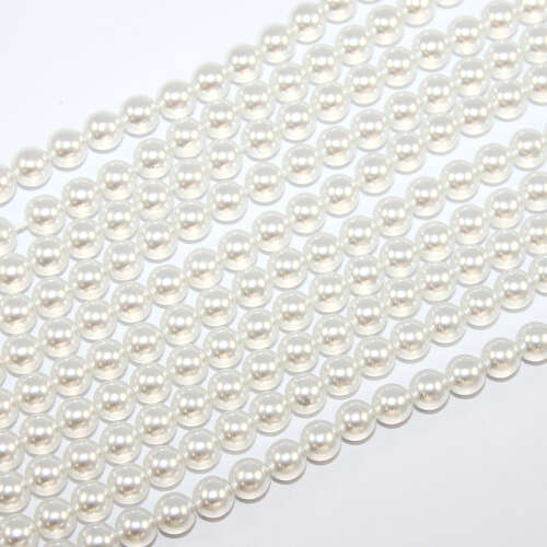 8mm Czech Glass Pearl - 75 Bead Strand - White - Crystal - 00030-70400
