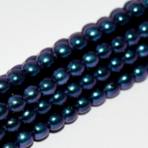 8mm Czech Glass Pearl - 75 Bead Strand - Polynesian Denim Blue - 23980-19074