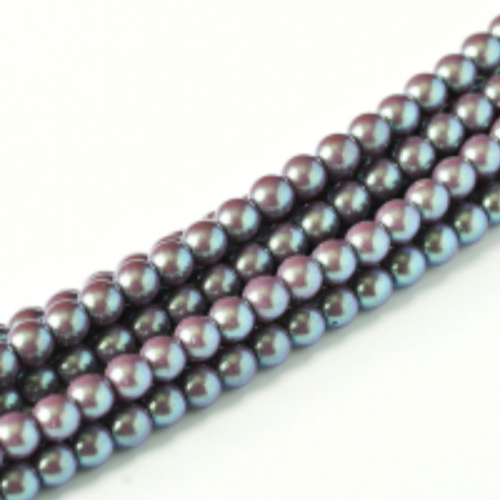 8mm Czech Glass Pearl - 75 Bead Strand - Plum - Pearl Shell - 30006