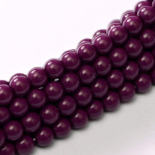 8mm Czech Glass Pearl - 75 Bead Strand - Fiesta Eggplant - Shiny - 48279