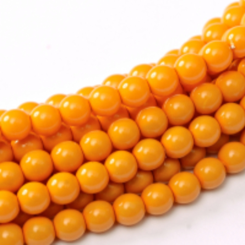 8mm Czech Glass Pearl - 75 Bead Strand - Pumpkin - Shiny - 48874