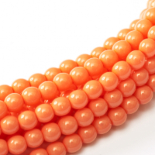 8mm Czech Glass Pearl - 75 Bead Strand - Peach Coral - Shiny - 48955