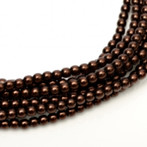 8mm Czech Glass Pearl - 75 Bead Strand - Dark Sienna - Shiny - 70408