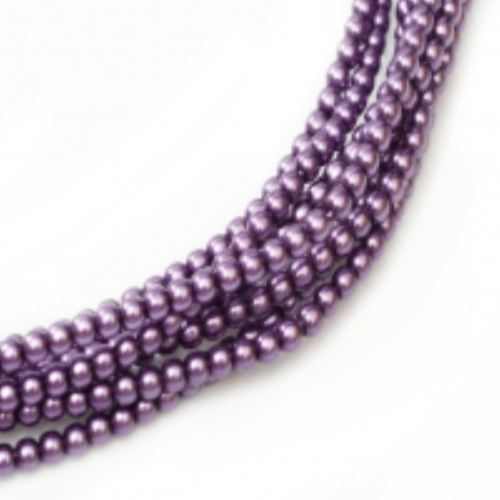 8mm Czech Glass Pearl - 75 Bead Strand - Violet - Shiny - 70429