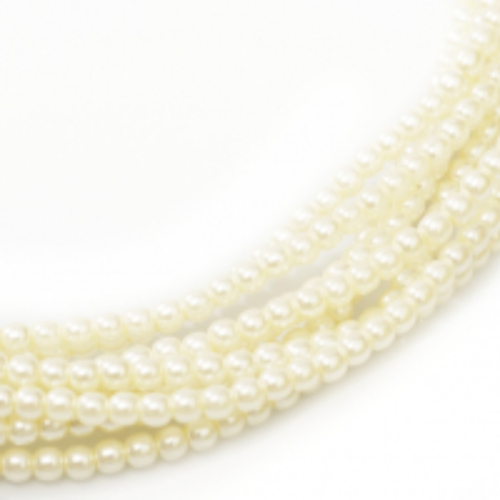 8mm Czech Glass Pearl - 75 Bead Strand - Light Cream - Shiny - 70740
