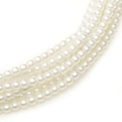 8mm Czech Glass Pearl - 75 Bead Strand - Matte White Satin - 75400