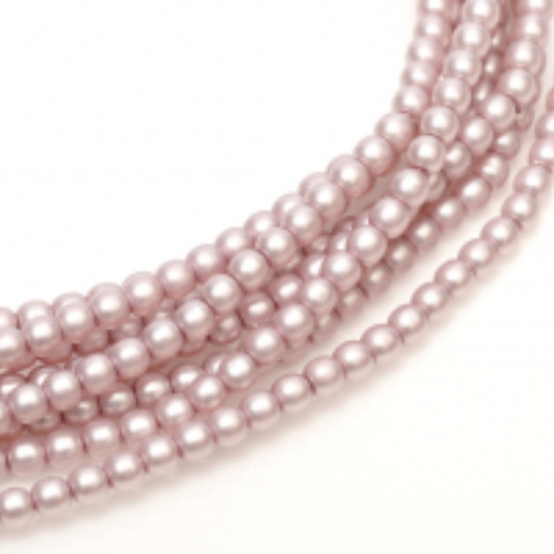 8mm Czech Glass Pearl - 75 Bead Strand - Matte Antique Pink Satin - 75427