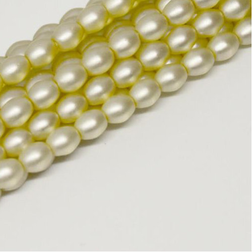 4mm x 3mm Czech Glass Rice Pearl - 100 Bead Strand - Cream Satin - Crystal - 00030-53145
