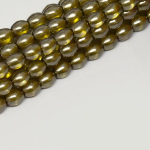 4mm x 3mm Czech Glass Rice Pearl - 100 Bead Strand - Beige - Crystal - 00030-63182