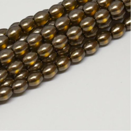 4mm x 3mm Czech Glass Rice Pearl - 100 Bead Strand - Brown - Crystal - 00030-63192