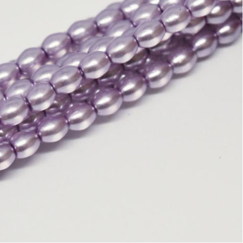 4mm x 3mm Czech Glass Rice Pearl - 100 Bead Strand - Light Lilac - Crystal - 00030-63222