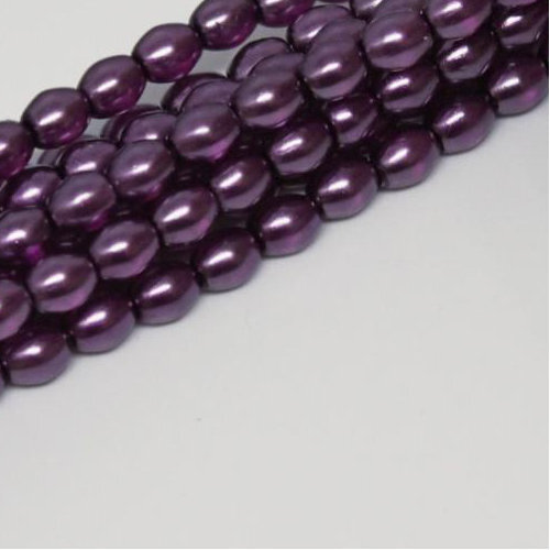 4mm x 3mm Czech Glass Rice Pearl - 100 Bead Strand - Rich Purple - Crystal - 00030-63276