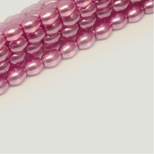 4mm x 3mm Czech Glass Rice Pearl - 100 Bead Strand - Candy Pink - Crystal - 00030-63282