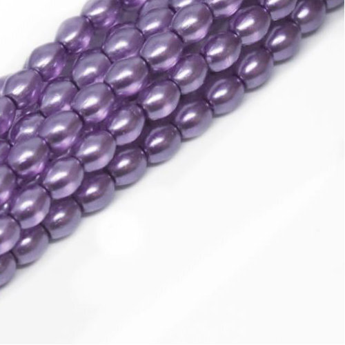 4mm x 3mm Czech Glass Rice Pearl - 100 Bead Strand - Lavender - Crystal - 00030-63295