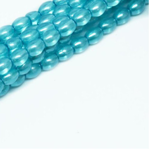 4mm x 3mm Czech Glass Rice Pearl - 100 Bead Strand - Sky Blue - Crystal - 00030-63345