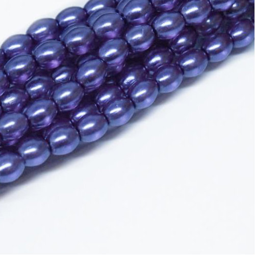 4mm x 3mm Czech Glass Rice Pearl - 100 Bead Strand - Dark Lavender - Crystal - 00030-63395
