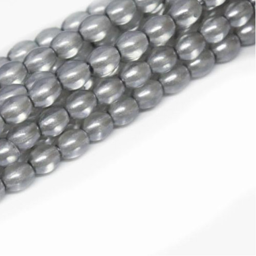 4mm x 3mm Czech Glass Rice Pearl - 100 Bead Strand - Light Grey - Crystal - 00030-63455