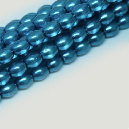 4mm x 3mm Czech Glass Rice Pearl - 100 Bead Strand - Poseidon - Crystal - 00030-63675