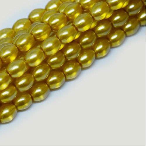 4mm x 3mm Czech Glass Rice Pearl - 100 Bead Strand - Golden Yellow - Crystal - 00030-63844