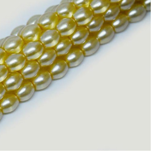 4mm x 3mm Czech Glass Rice Pearl - 100 Bead Strand - Honey - Crystal - 00030-63861