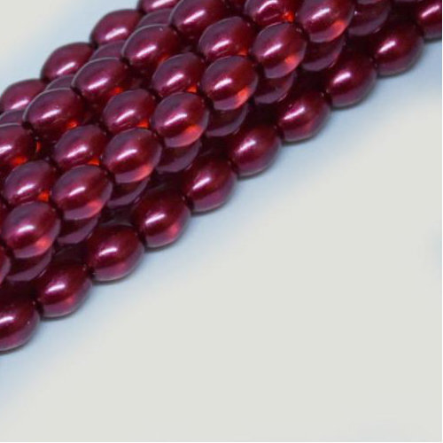 4mm x 3mm Czech Glass Rice Pearl - 100 Bead Strand - Dragonfruit - Crystal - 00030-63982