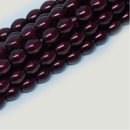 4mm x 3mm Czech Glass Rice Pearl - 100 Bead Strand - Burgundy - Crystal - 00030-63999