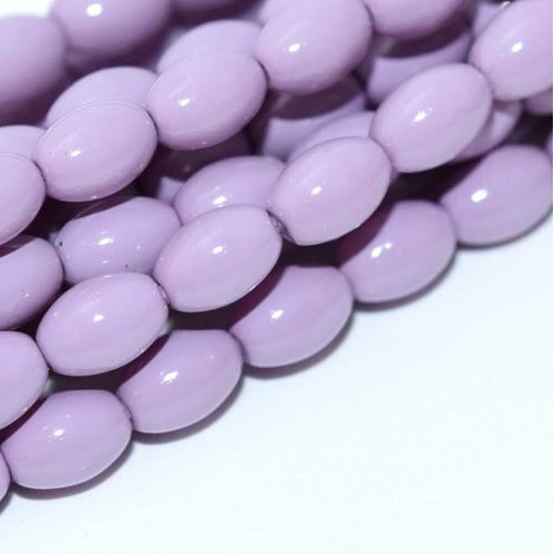 6mm x 4mm Czech Glass Rice Pearl - 100 Bead Strand - Lilac - Shiny - 48224