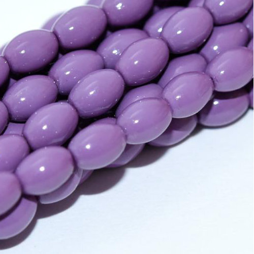 6mm x 4mm Czech Glass Rice Pearl - 100 Bead Strand - Hollyhock Purple - Shiny - 48227