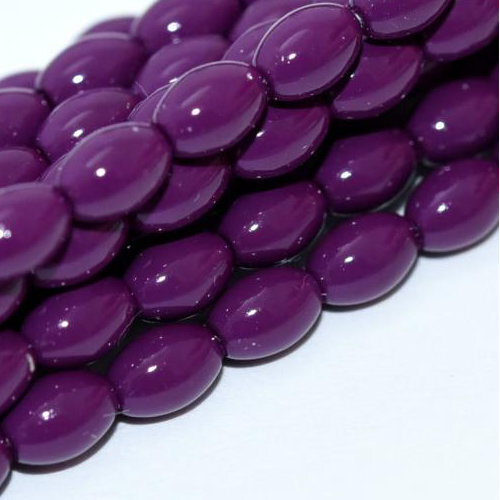 6mm x 4mm Czech Glass Rice Pearl - 100 Bead Strand - Fiesta Eggplant - Shiny - 48279