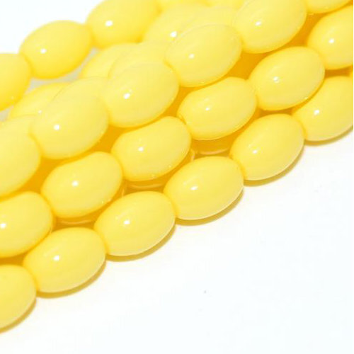 6mm x 4mm Czech Glass Rice Pearl - 100 Bead Strand - Yellow Squash - 48865