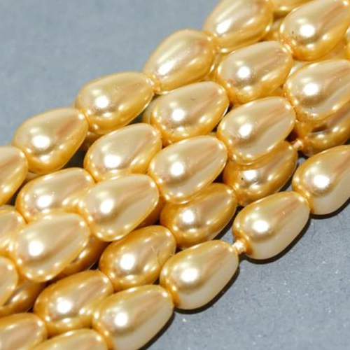 7mm x 5mm Czech Glass Tear Drop Pearl - 75 Bead Strand - Cream - Shiny - 70440